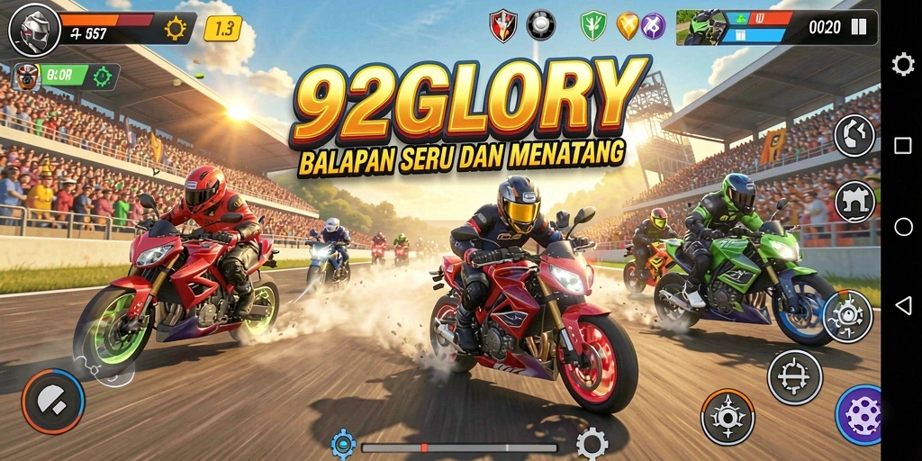 Tampilan aksi balapan mendebarkan dari 92GLORY.