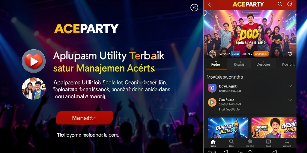 Tampilan utama ACEPARTY dengan fitur pengelolaan acara yang efisien.