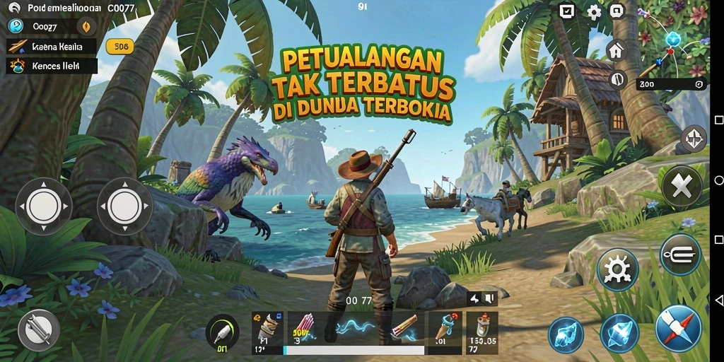 Tangkapan layar menampilkan petualangan seru di dunia terbuka C0077.