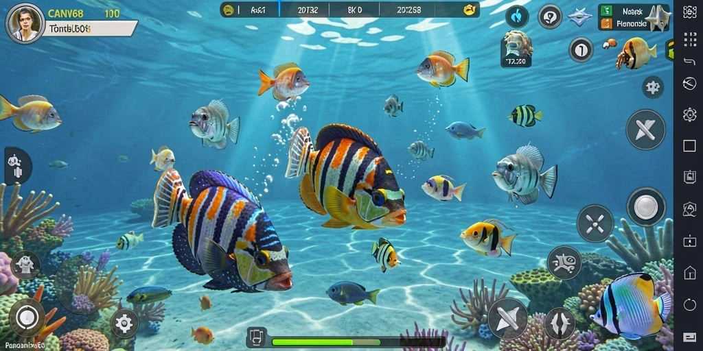 Tampilan gameplay seru menembak ikan di CANVA168.