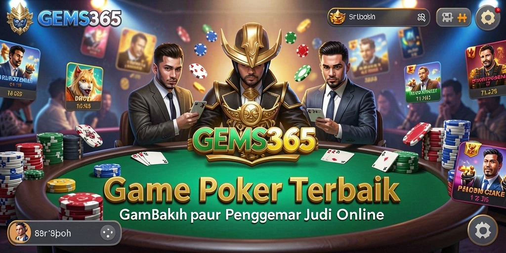 Tampilan utama gameplay Poker di GEMS365 yang seru dan interaktif.