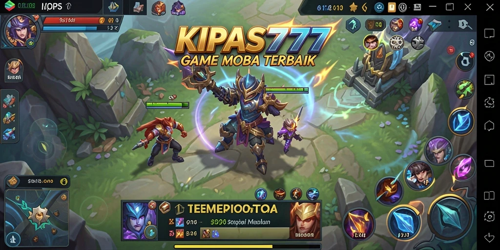 Screenshot KIPAS777 menampilkan aksi seru dalam pertarungan MOBA.