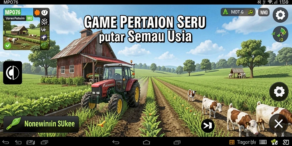 Screenshot MPO76 menampilkan seorang petani sedang merawat kebun.