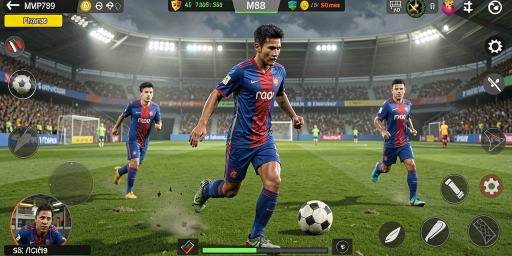 Tampilan gameplay seru dalam MVP789 yang menampilkan pertandingan olahraga.