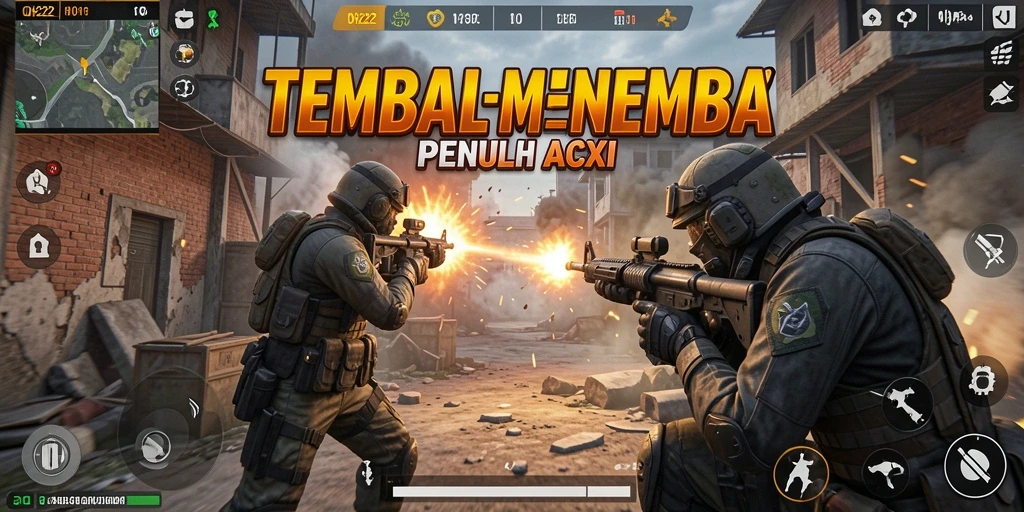 Screenshot gameplay OH222 dengan aksi tembak-menembak yang intens.