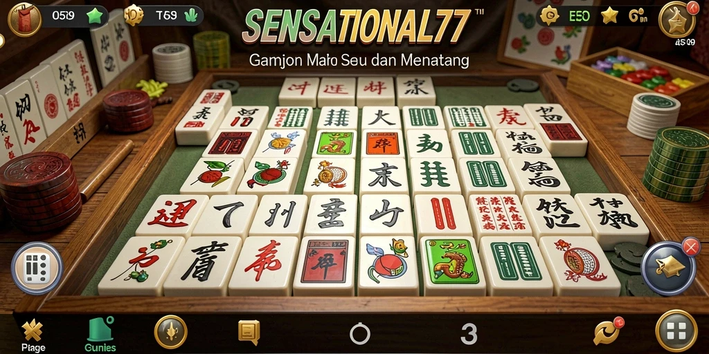 Tampilan gameplay Mahjong SENSATIONAL77 yang menarik dan seru.
